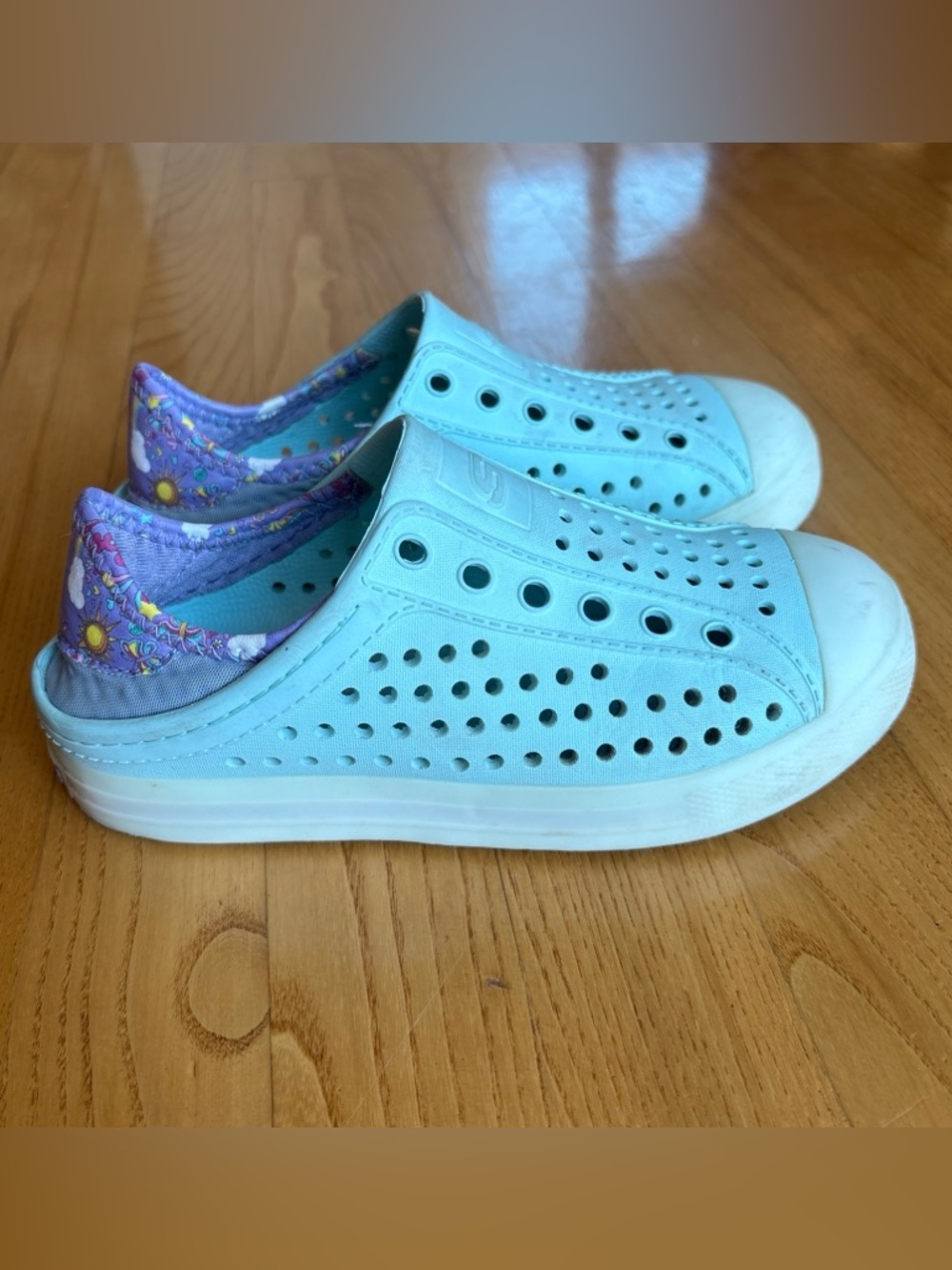 Skechers Foamies Guzman Shoes Light Up Girls Steps Slip On Blue Purple Yth Sz 2